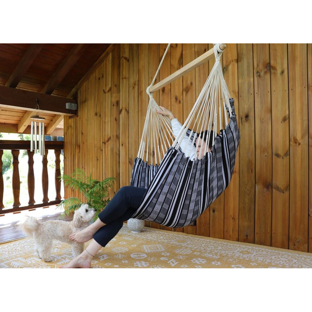 Hamac chaise de Colombie Carthagène Noir et Blanc