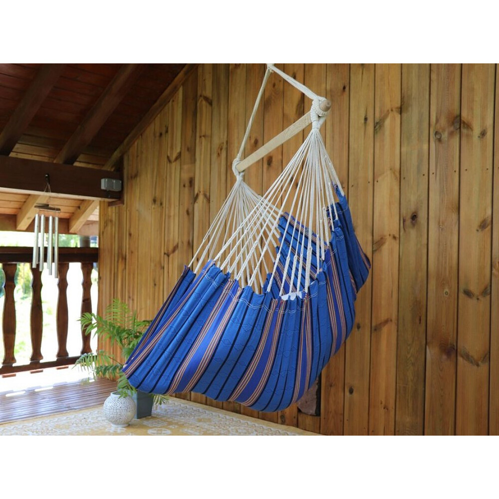 Hamac chaise bleu et rose fabriqué en Colombie