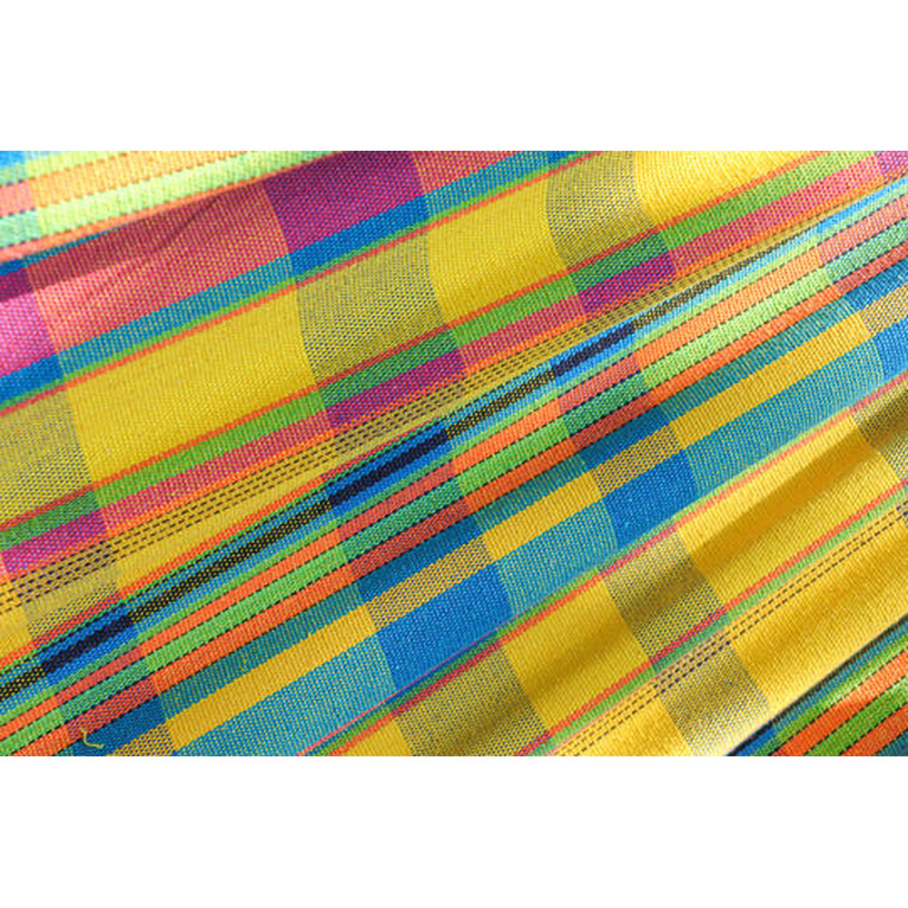 Hamac double en coton recyclé Madras jaune - Confort écologique pour deux