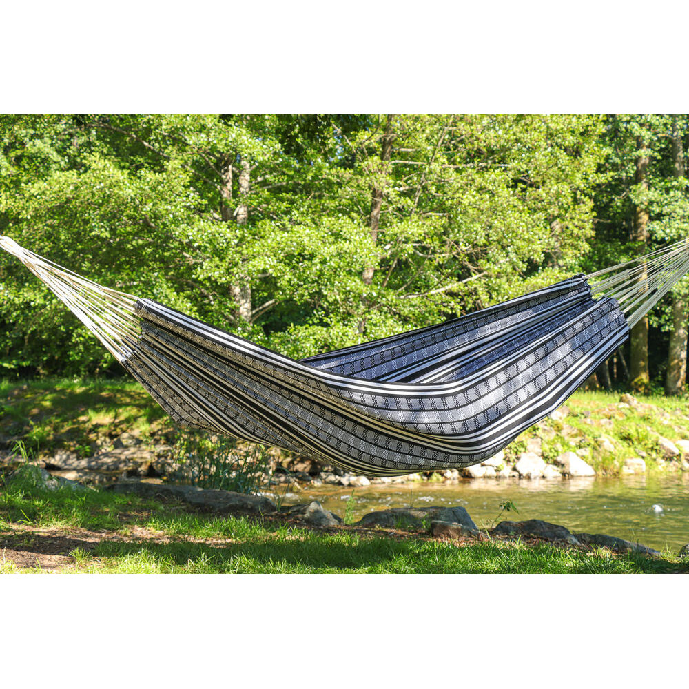 Hamac une place écologique en coton recyclé noir Carthagène