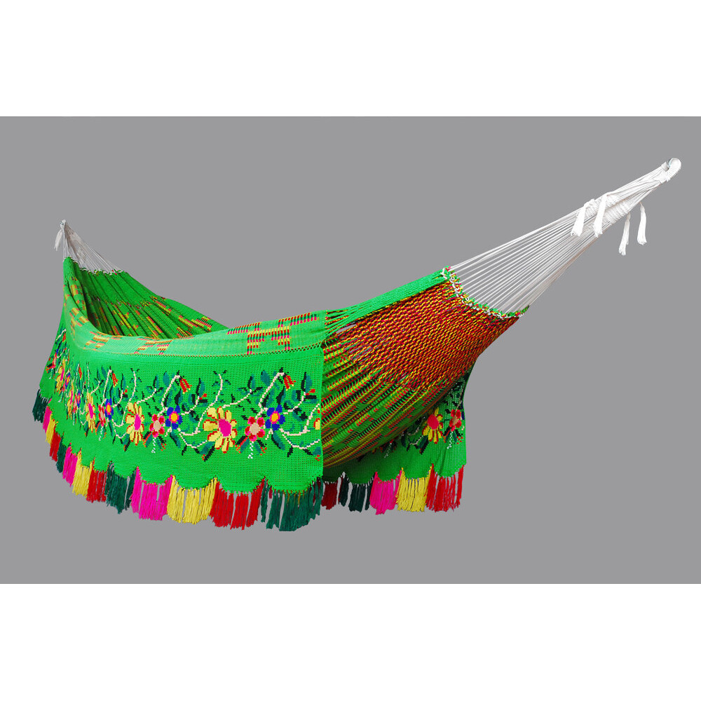 Hamac double face Wayuu Chinchorro Esmeralda de la Guajira