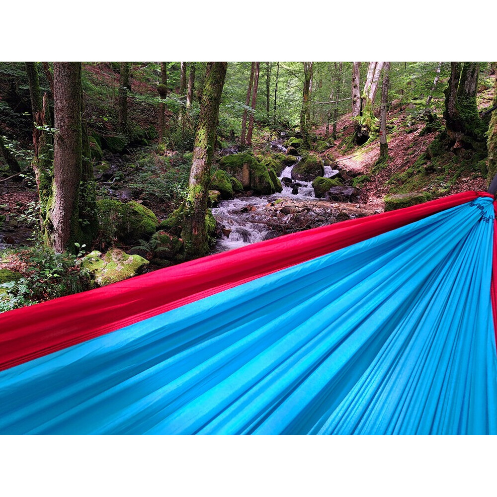 Hamac de voyage double ultra léger en nylon parachute turquoise rouge