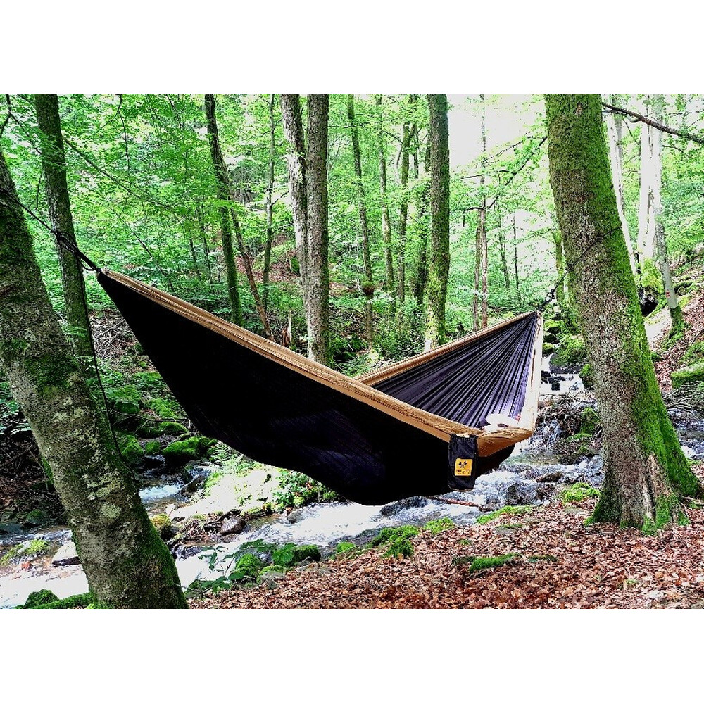 Hamac de voyage double en nylon parachute noir kaki