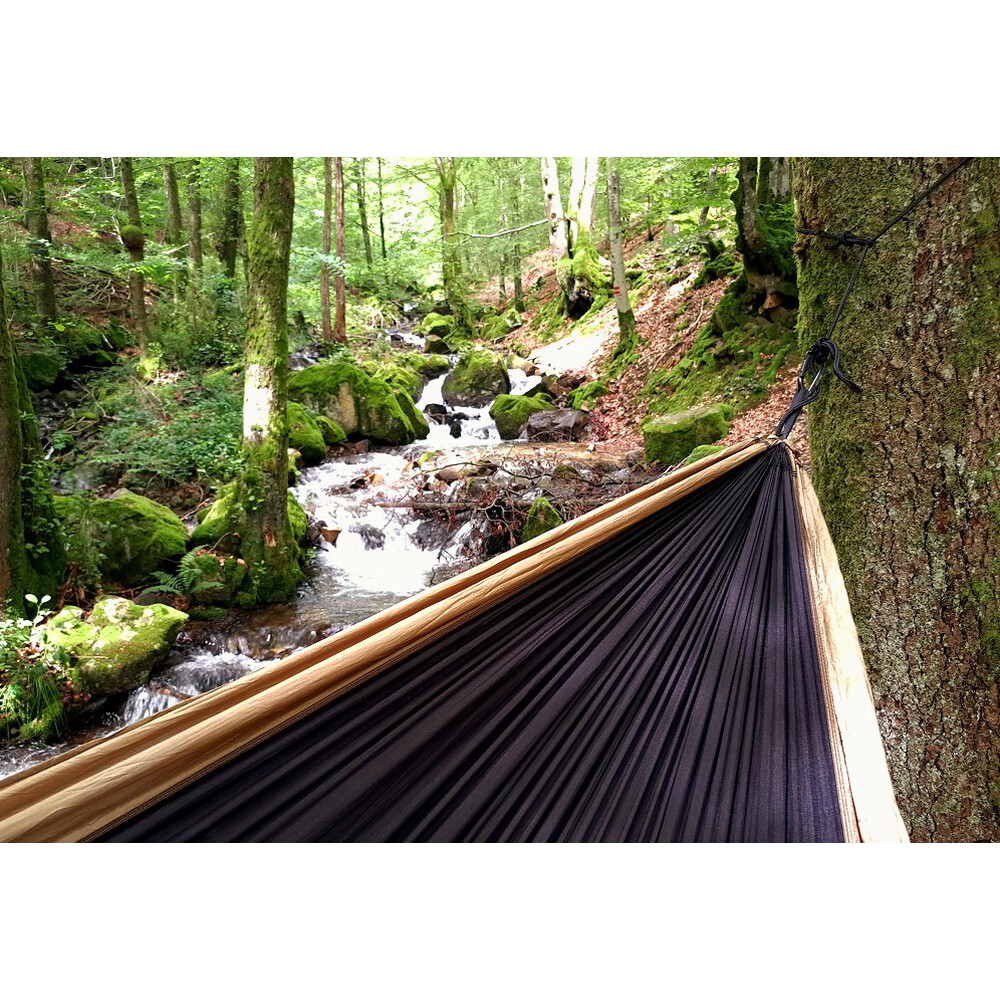 Hamac de voyage double en nylon parachute noir kaki