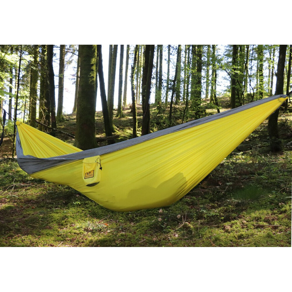 Hamac de voyage double en nylon parachute jaune gris
