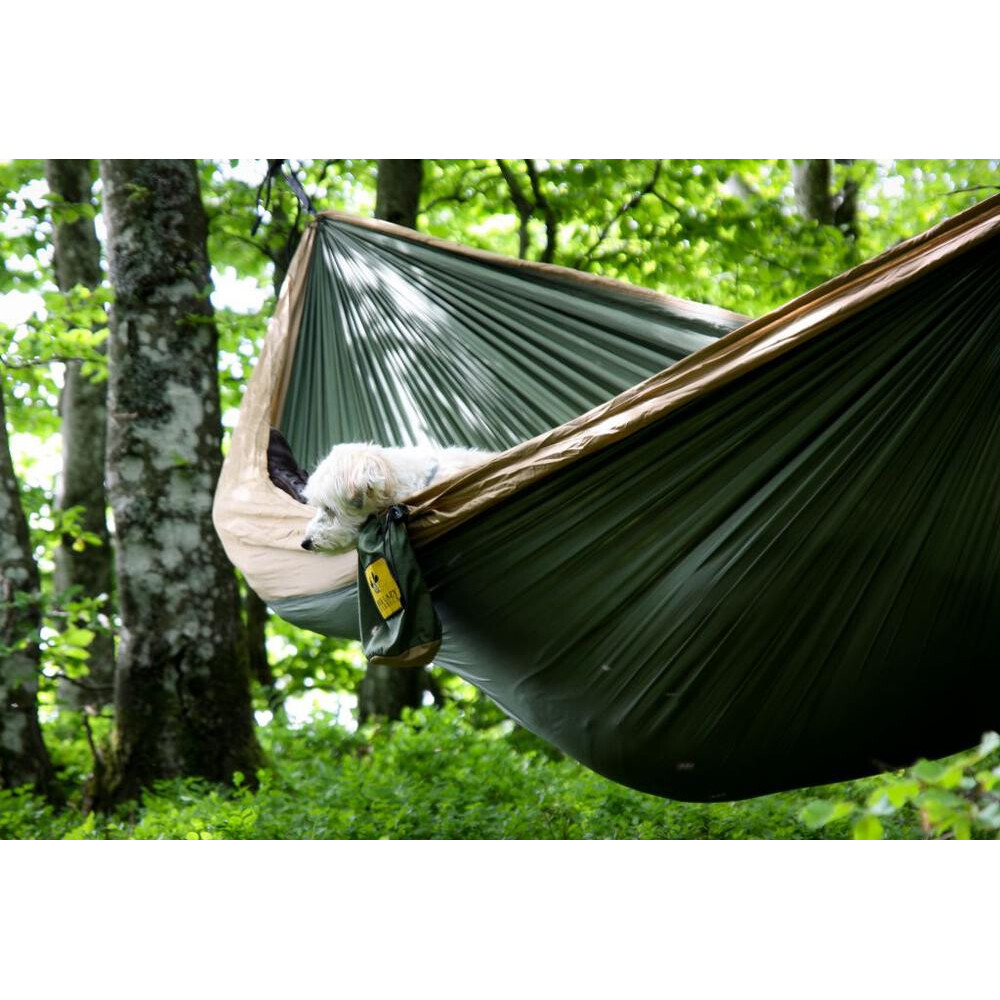 Hamac de voyage vert kaki simple Bee Lazy Camp pour l'aventure
