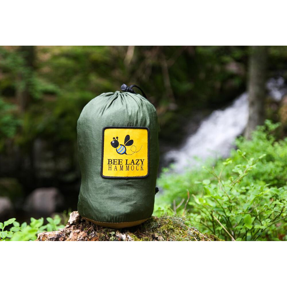 Hamac de voyage vert kaki simple Bee Lazy Camp pour l'aventure