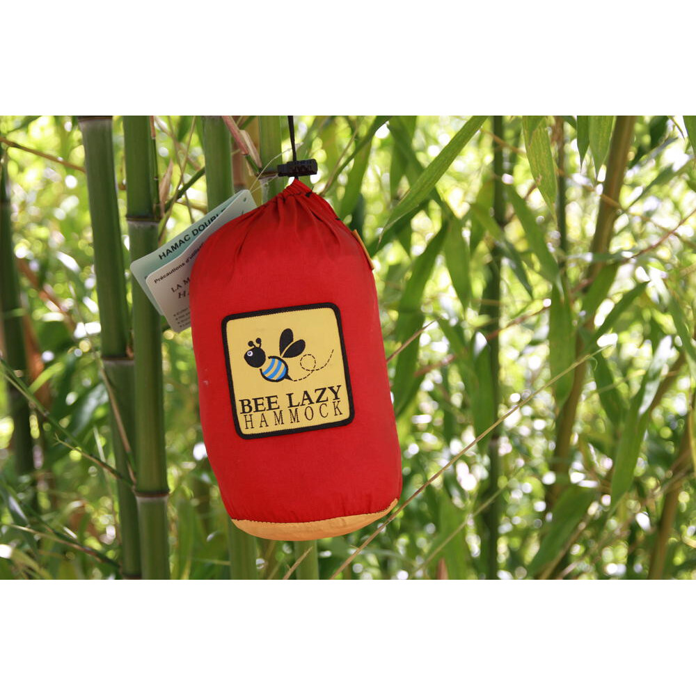 Hamac simple de voyage en toile de parachute bordeaux jaune - Modèle Bangkok