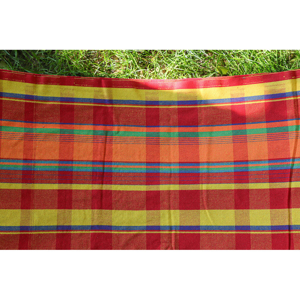 Hamac double en coton recyclé Madras rouge - Confort écologique pour deux