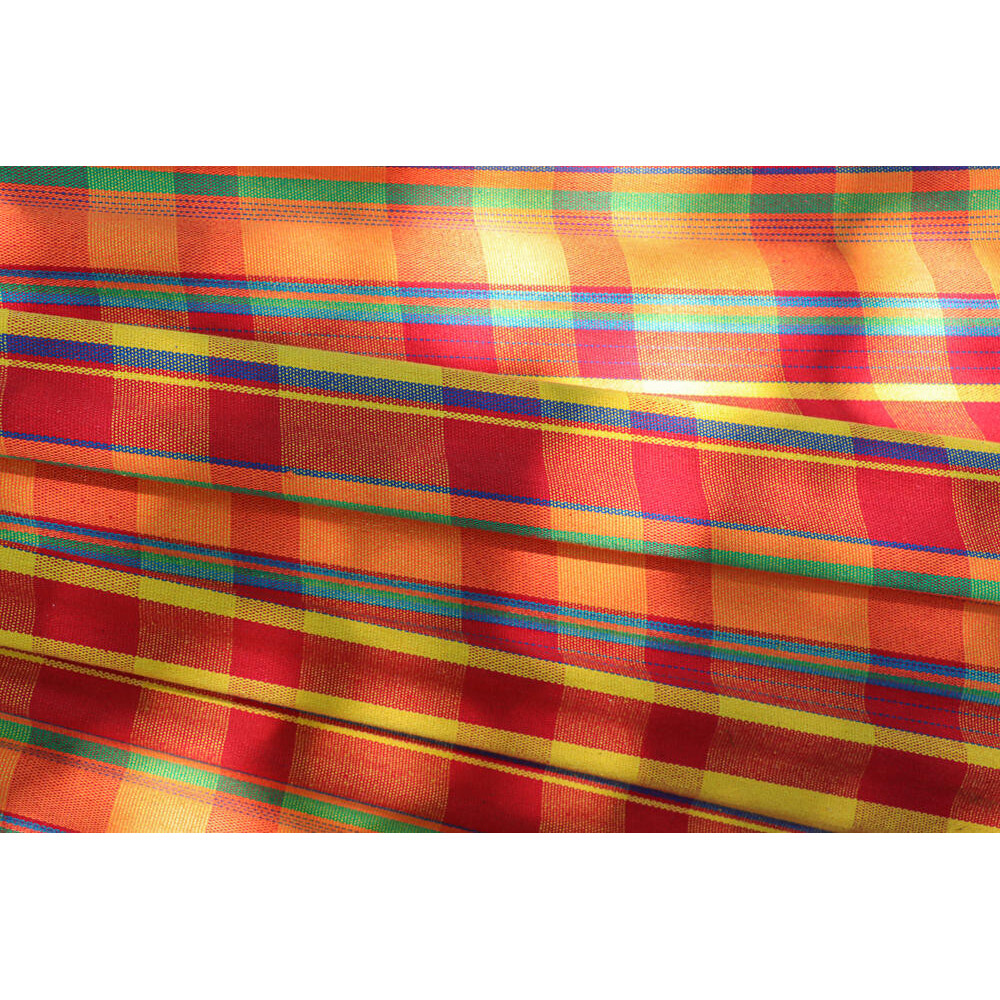 Hamac double en coton recyclé Madras rouge - Confort écologique pour deux