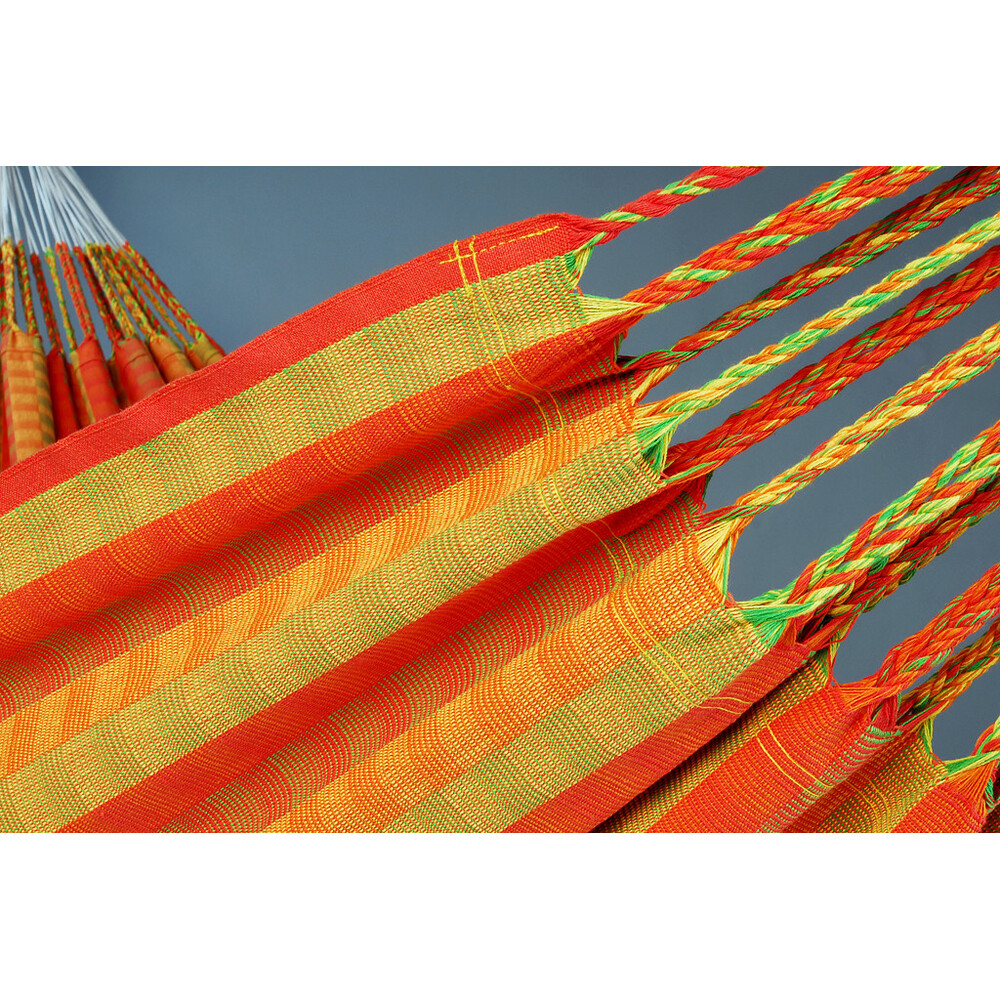 Hamac double de luxe en coton recyclé - 160 cm de large - Modèle Colombia orange