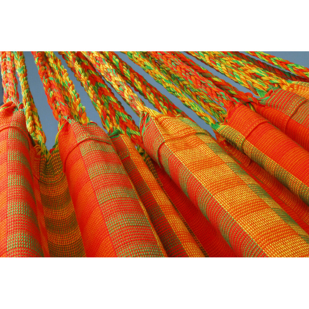 Hamac double de luxe en coton recyclé - 160 cm de large - Modèle Colombia orange