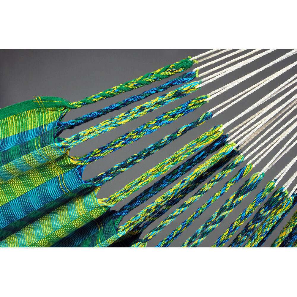 Hamac double de luxe en coton recyclé Colombia Esmeralda - Confort écologique