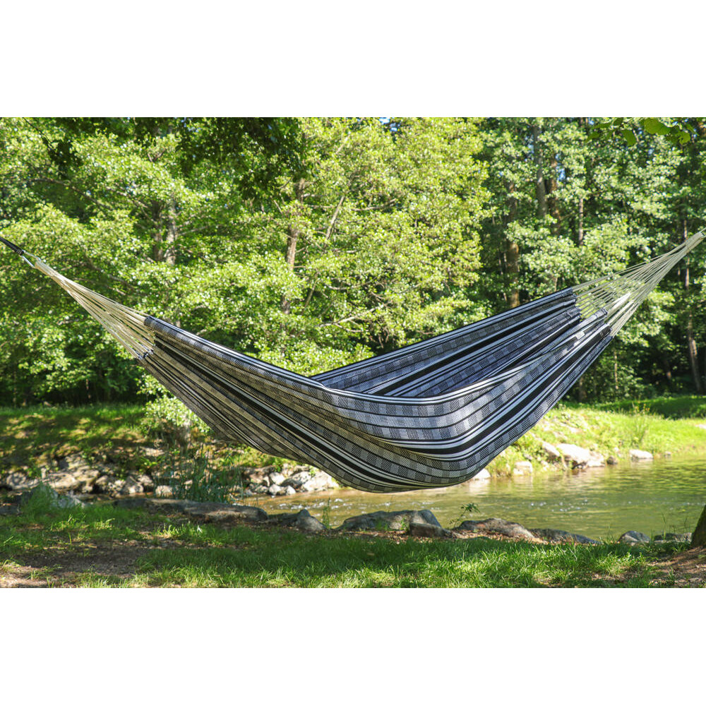 Hamac double Sombrero en coton recyclé noir et blanc - Hamac.fr