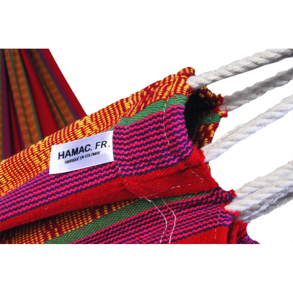Hamac une place en coton recyclé rouge Carthagène, Largeur 140 cm