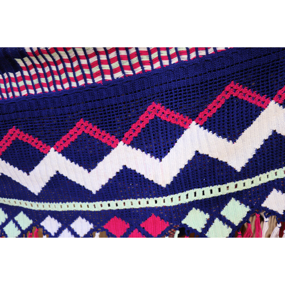 Hamac double face Wayuu Chinchorro bleu 17